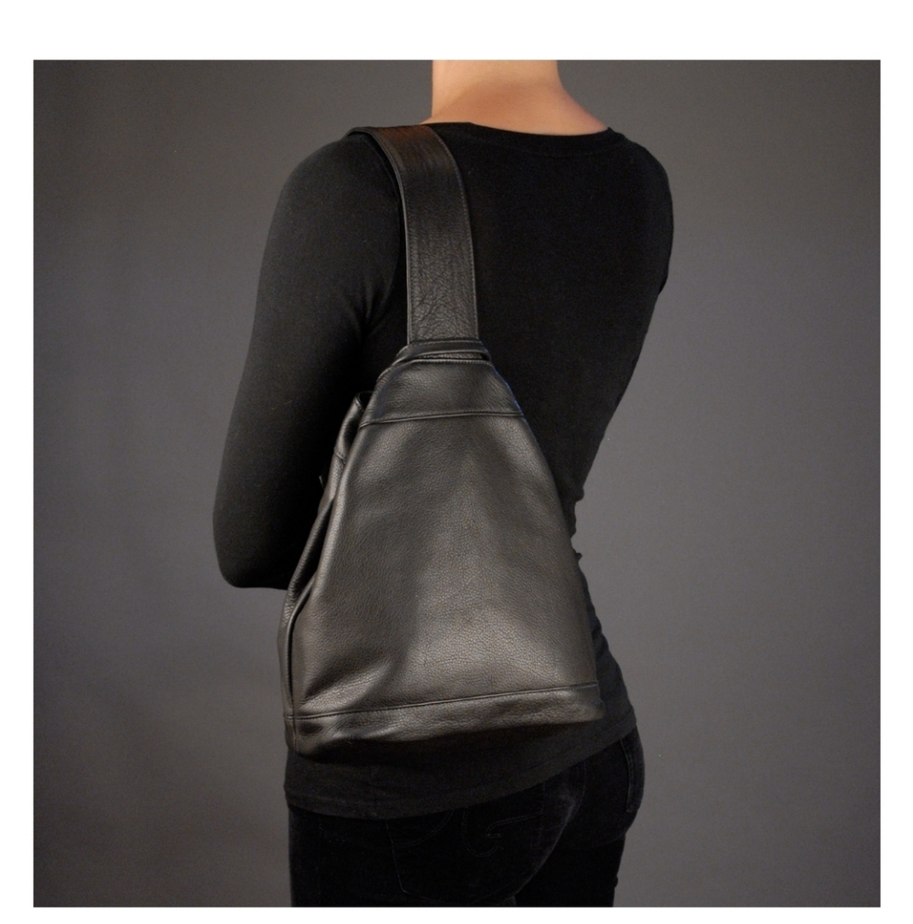 SVEN Handmade Black Napa Leather Sling Bag USA Made | Berkeley Artisan Style 710